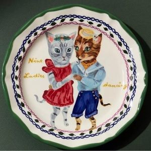 Anthropologie Nathalie Lete-Nine Ladies Dancing Holiday Plate. Brand new in box